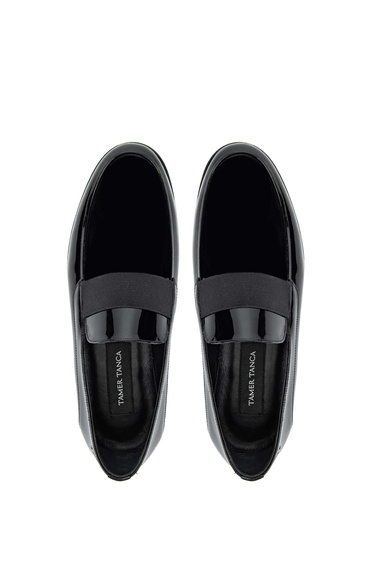  Tamer Tanca Erkek Hakiki Deri Siyah Rugan Loafer Ayakkabı