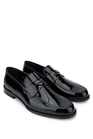  Tamer Tanca Erkek Hakiki Deri Siyah Rugan Loafer Ayakkabı