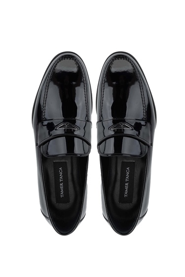  Tamer Tanca Erkek Hakiki Deri Siyah Rugan Loafer Ayakkabı