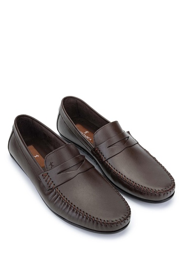  Tamer Tanca Erkek Hakiki Deri Kahverengi Loafer Ayakkabı