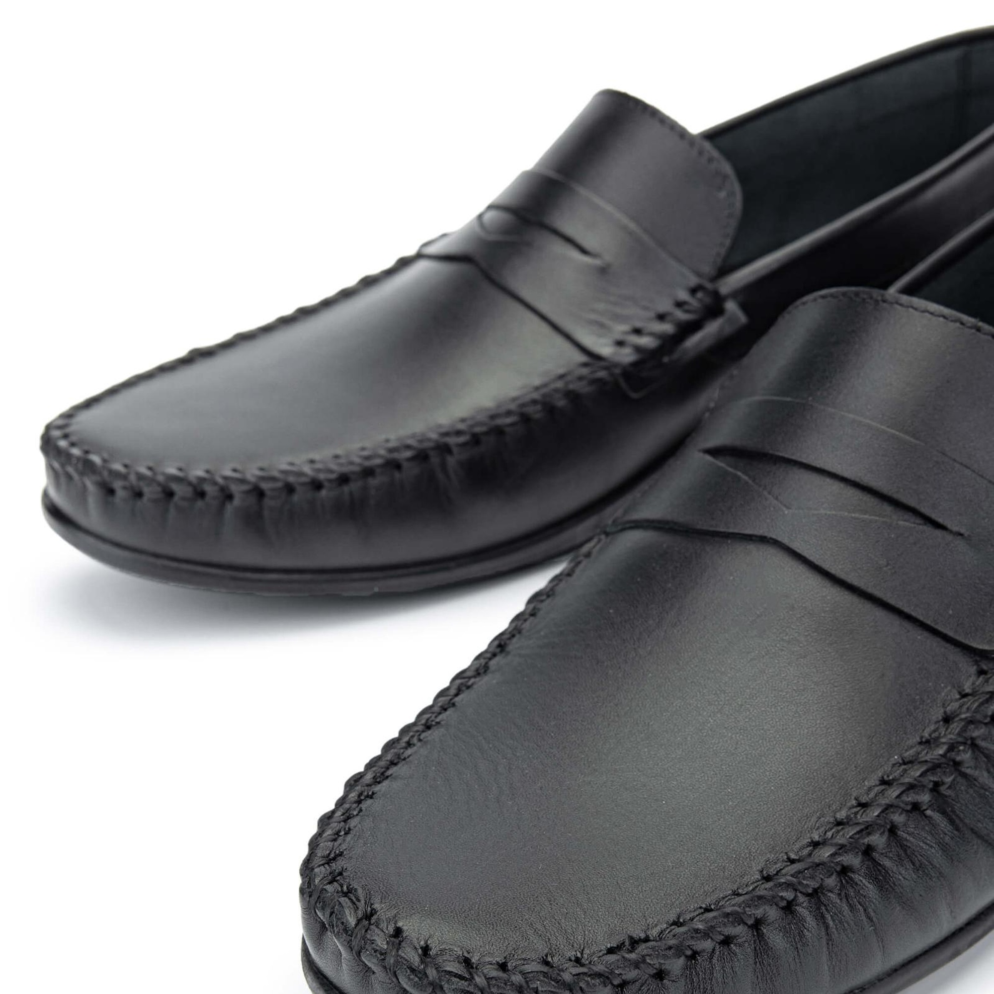 Tamer Tanca Erkek Hakiki Deri Siyah Loafer Ayakkabı