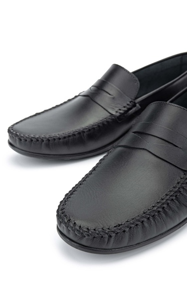  Tamer Tanca Erkek Hakiki Deri Siyah Loafer Ayakkabı