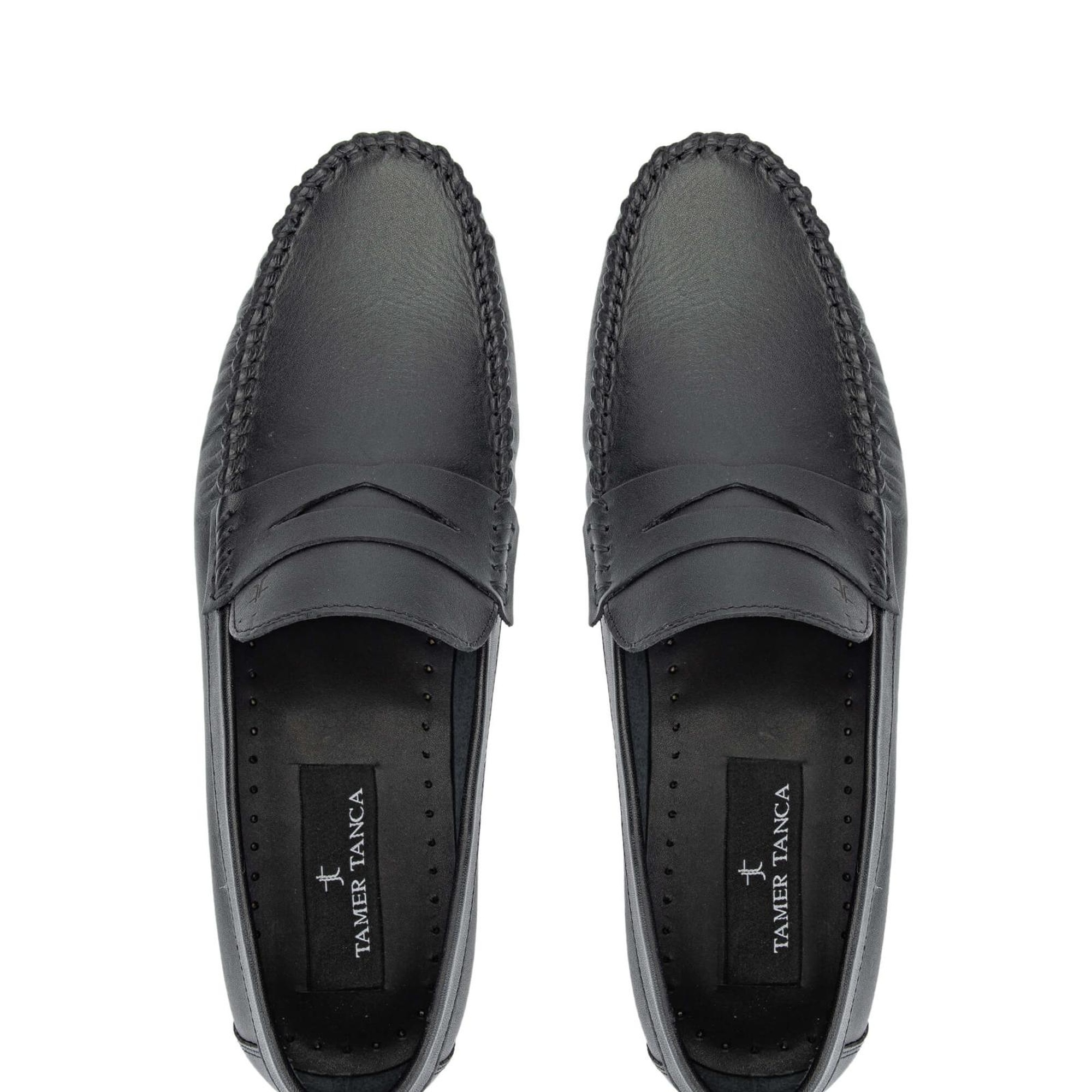 Tamer Tanca Erkek Hakiki Deri Siyah Loafer Ayakkabı