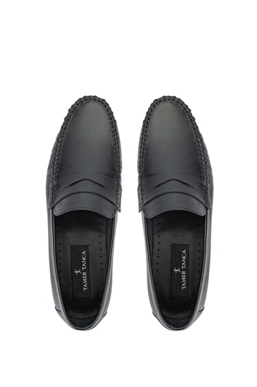  Tamer Tanca Erkek Hakiki Deri Siyah Loafer Ayakkabı
