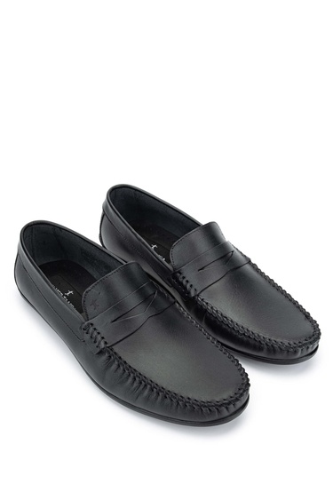  Tamer Tanca Erkek Hakiki Deri Siyah Loafer Ayakkabı