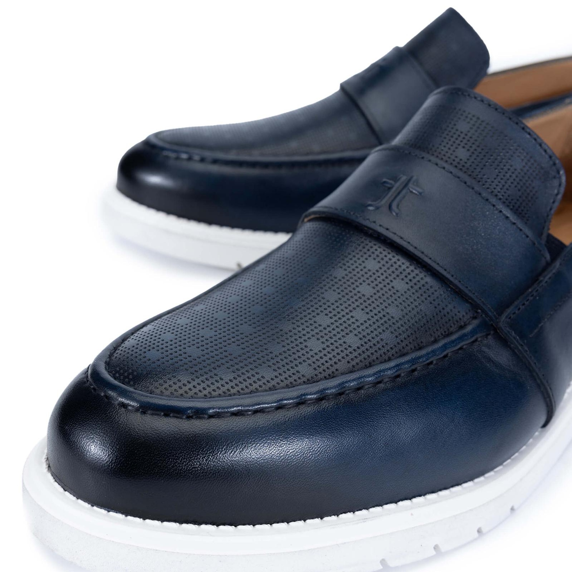 Tamer Tanca Erkek Hakiki Deri Lacivert Loafer Ayakkabı