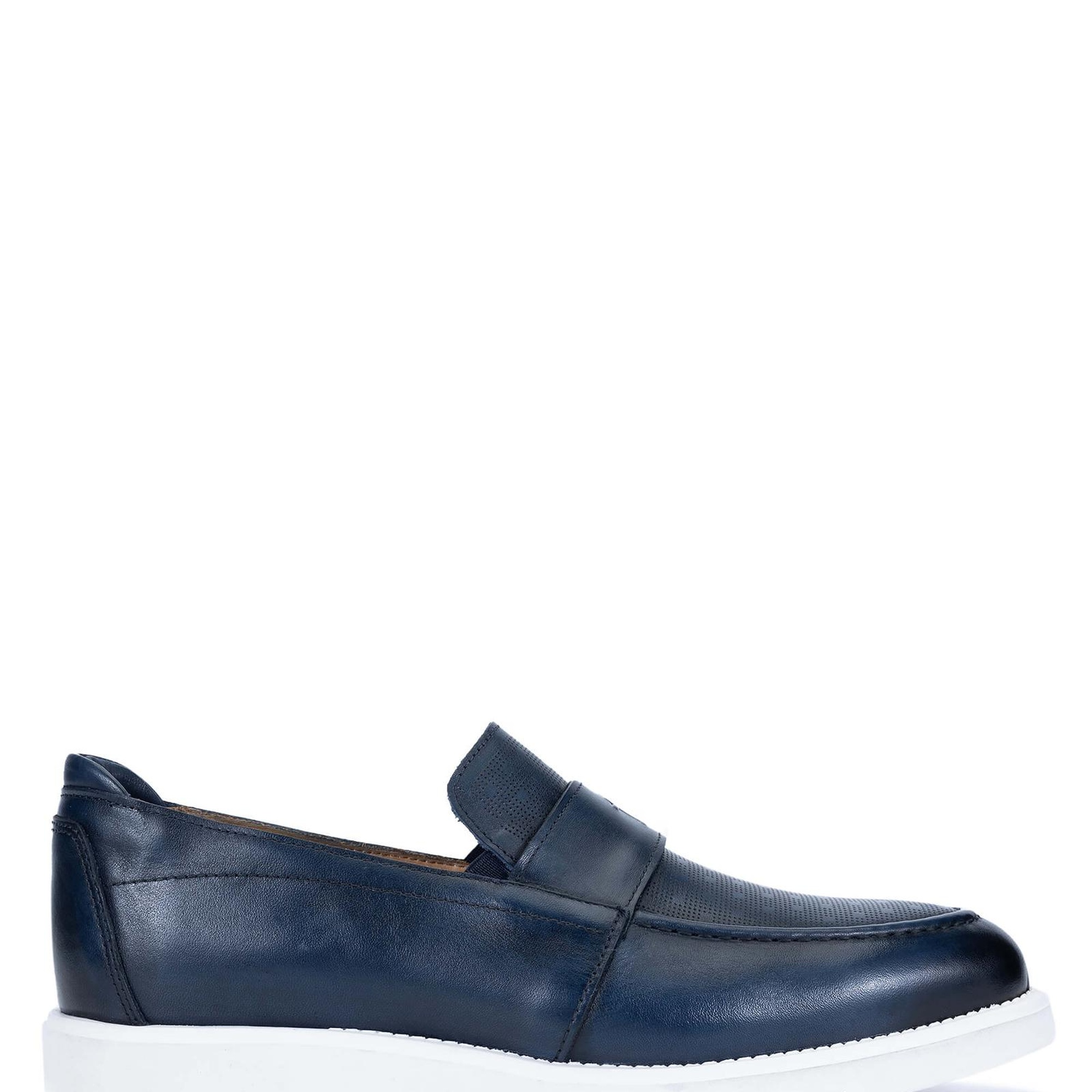 Tamer Tanca Erkek Hakiki Deri Lacivert Loafer Ayakkabı