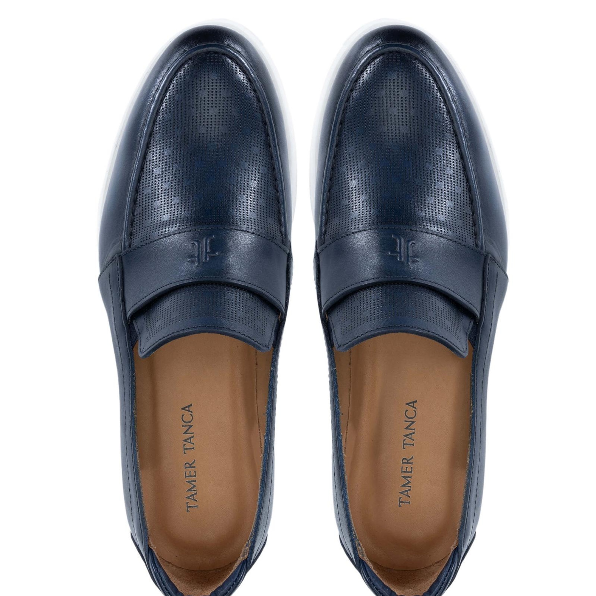 Tamer Tanca Erkek Hakiki Deri Lacivert Loafer Ayakkabı