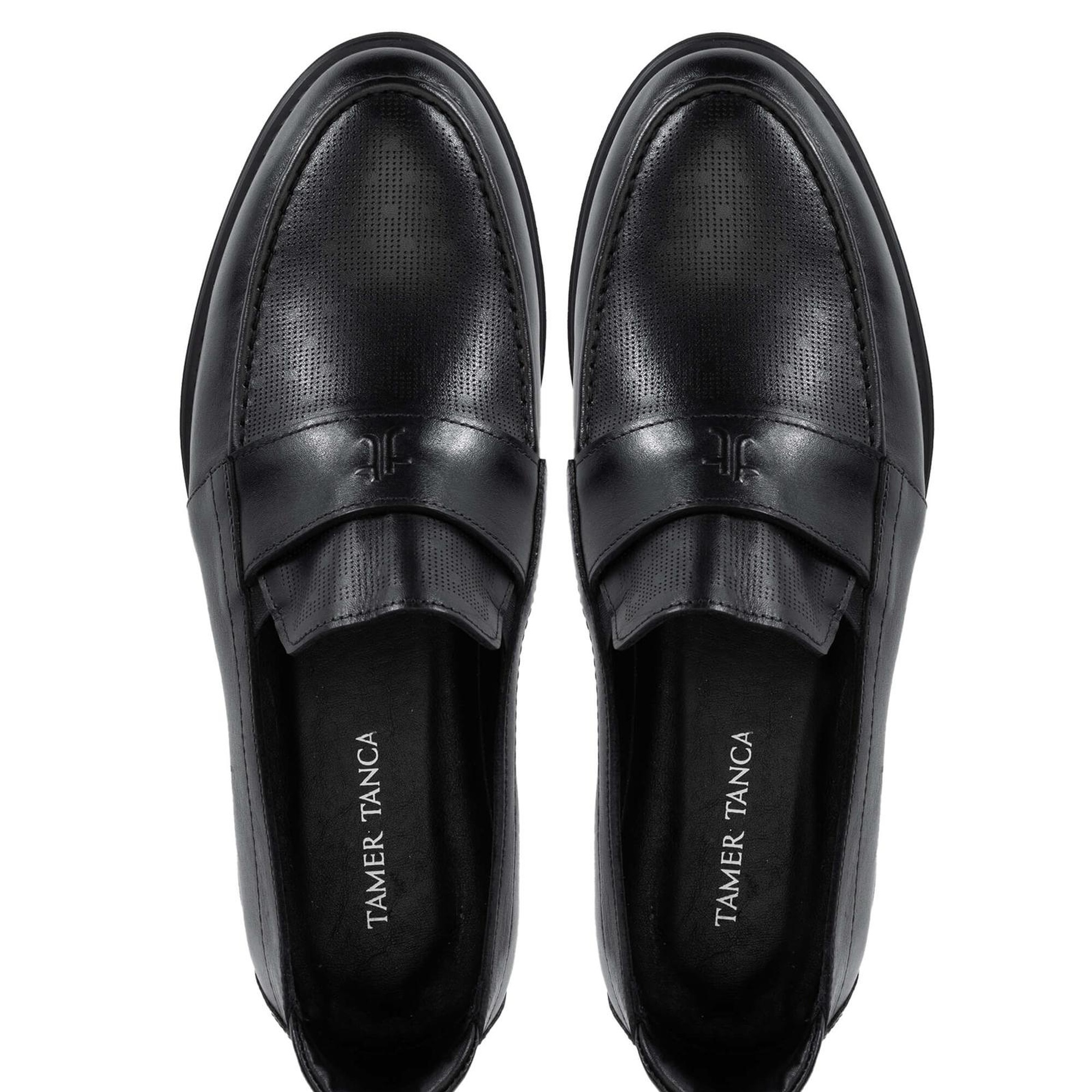Tamer Tanca Erkek Hakiki Deri Siyah Loafer Ayakkabı