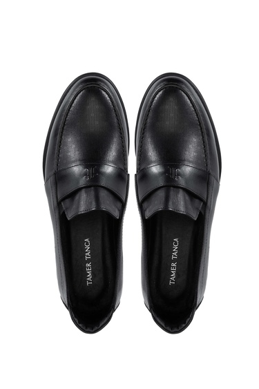  Tamer Tanca Erkek Hakiki Deri Siyah Loafer Ayakkabı