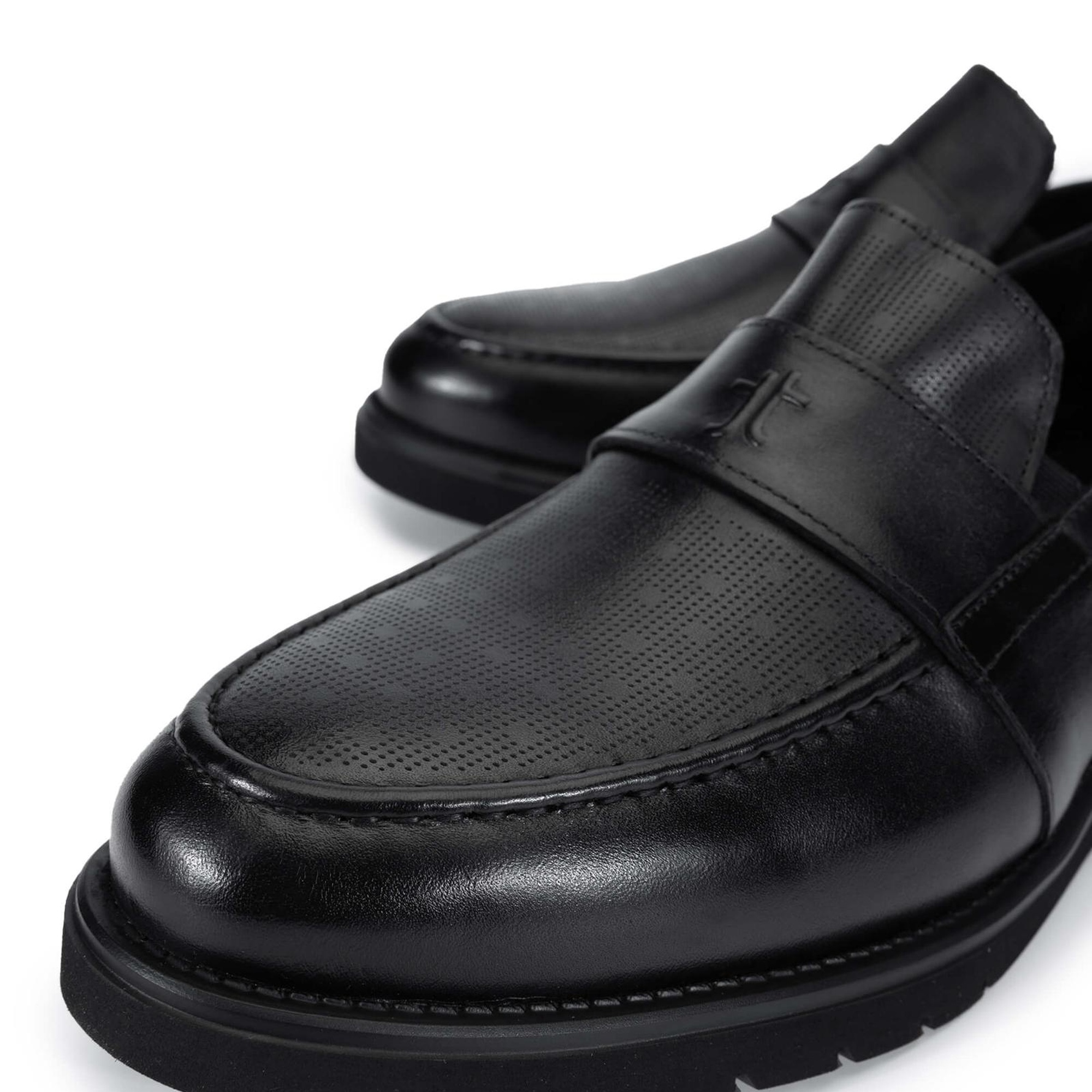 Tamer Tanca Erkek Hakiki Deri Siyah Loafer Ayakkabı