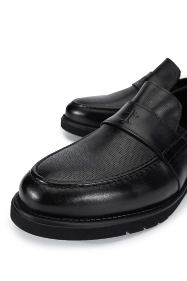  Tamer Tanca Erkek Hakiki Deri Siyah Loafer Ayakkabı