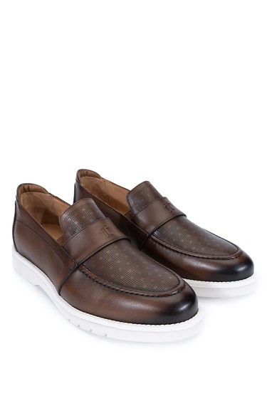  Tamer Tanca Erkek Hakiki Deri Taba Loafer Ayakkabı