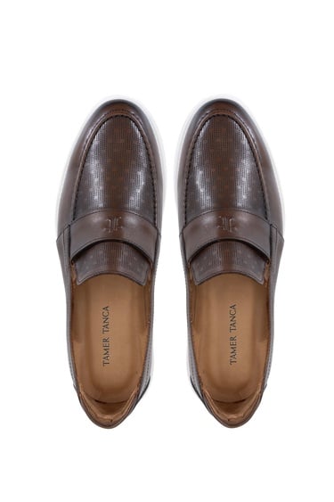  Tamer Tanca Erkek Hakiki Deri Taba Loafer Ayakkabı