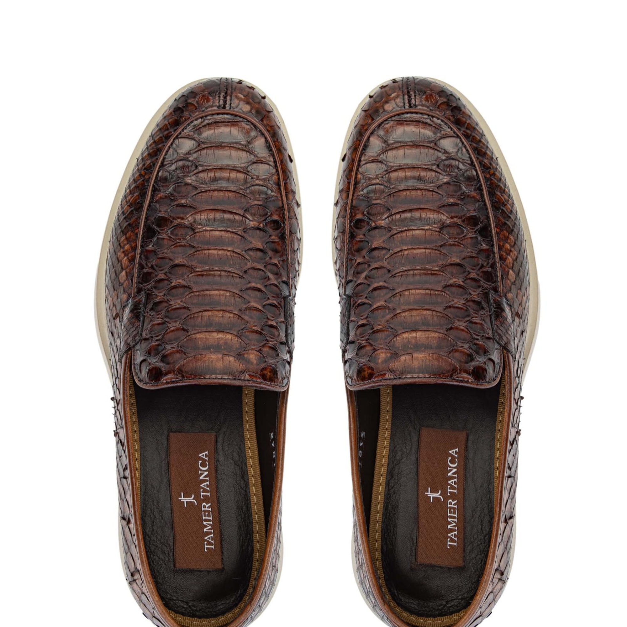 Tamer Tanca Erkek Hakiki Deri Taba Yılan Loafer Ayakkabı
