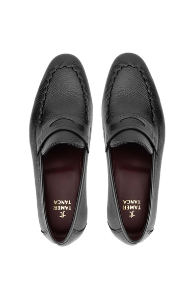  Tamer Tanca Erkek Hakiki Deri Siyah Loafer Ayakkabı