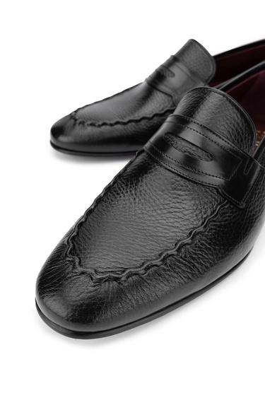  Tamer Tanca Erkek Hakiki Deri Siyah Loafer Ayakkabı