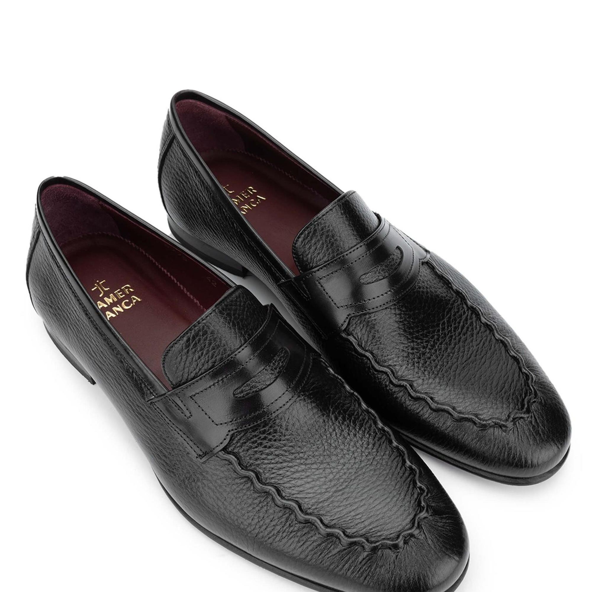 Tamer Tanca Erkek Hakiki Deri Siyah Loafer Ayakkabı