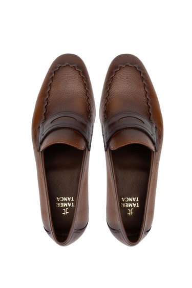  Tamer Tanca Erkek Hakiki Deri Taba Loafer Ayakkabı