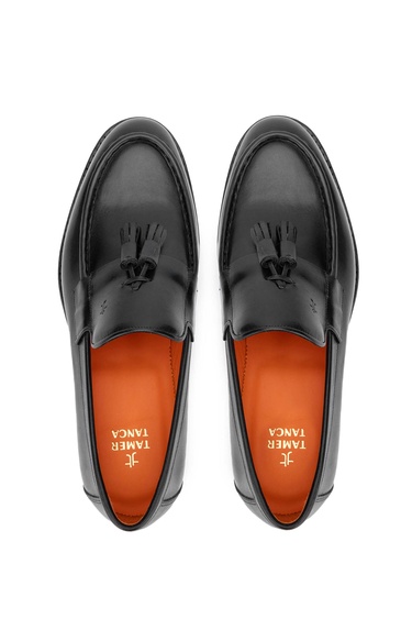  Tamer Tanca Erkek Hakiki Deri Siyah Loafer Ayakkabı