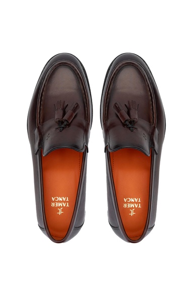 Tamer Tanca Erkek Hakiki Deri Kahverengi Loafer Ayakkabı