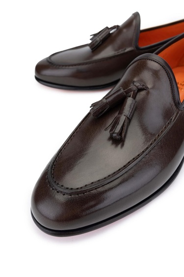  Tamer Tanca Erkek Hakiki Deri Kahverengi Loafer Ayakkabı