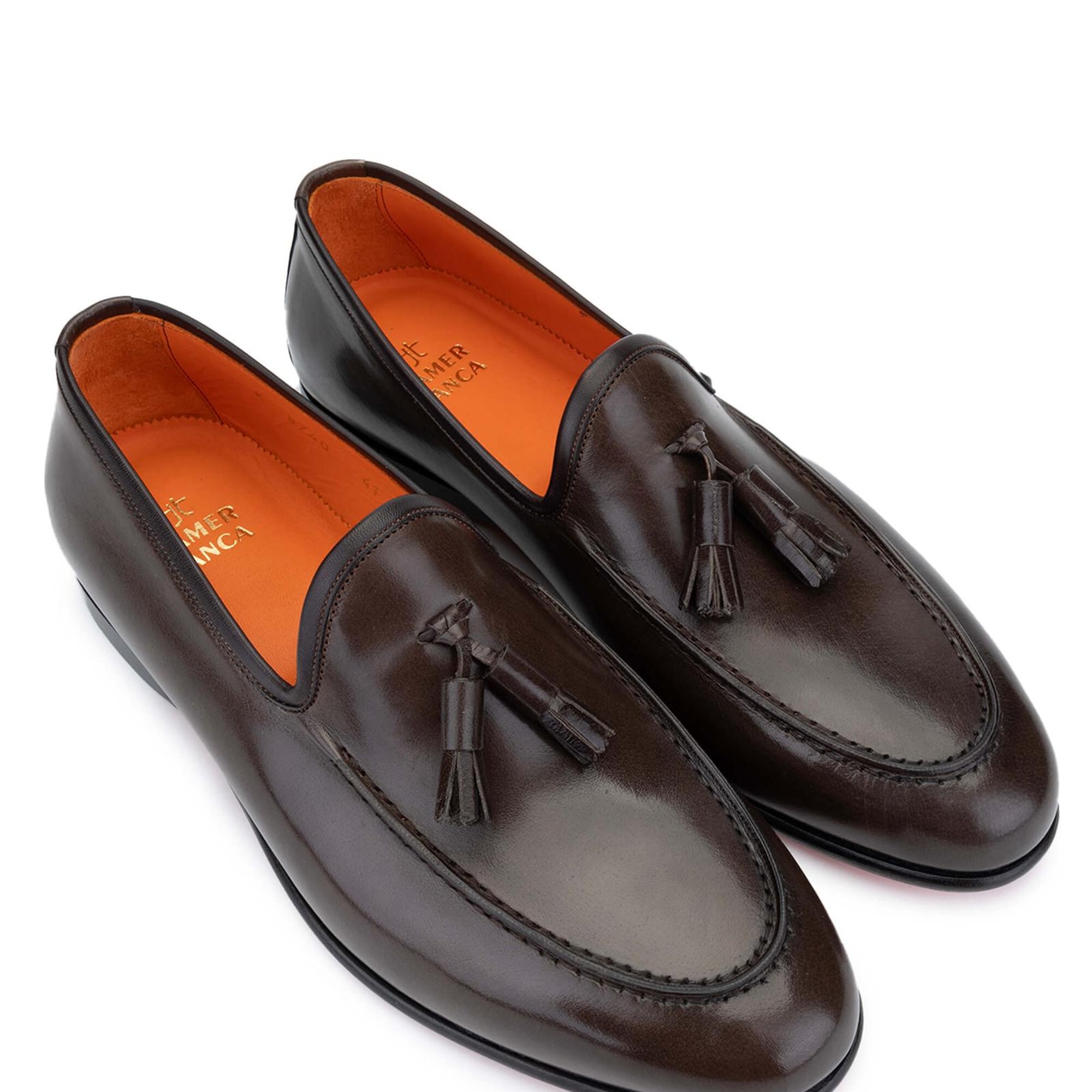 Tamer Tanca Erkek Hakiki Deri Kahverengi Loafer Ayakkabı