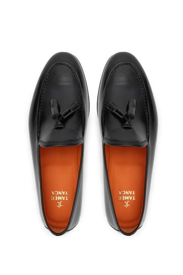  Tamer Tanca Erkek Hakiki Deri Siyah Loafer Ayakkabı