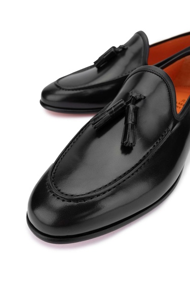  Tamer Tanca Erkek Hakiki Deri Siyah Loafer Ayakkabı