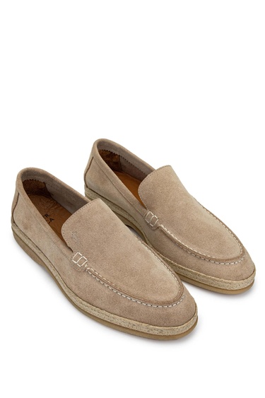  Tamer Tanca Erkek Hakiki Deri Bisküvi Süet Loafer Ayakkabı