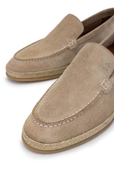  Tamer Tanca Erkek Hakiki Deri Bisküvi Süet Loafer Ayakkabı