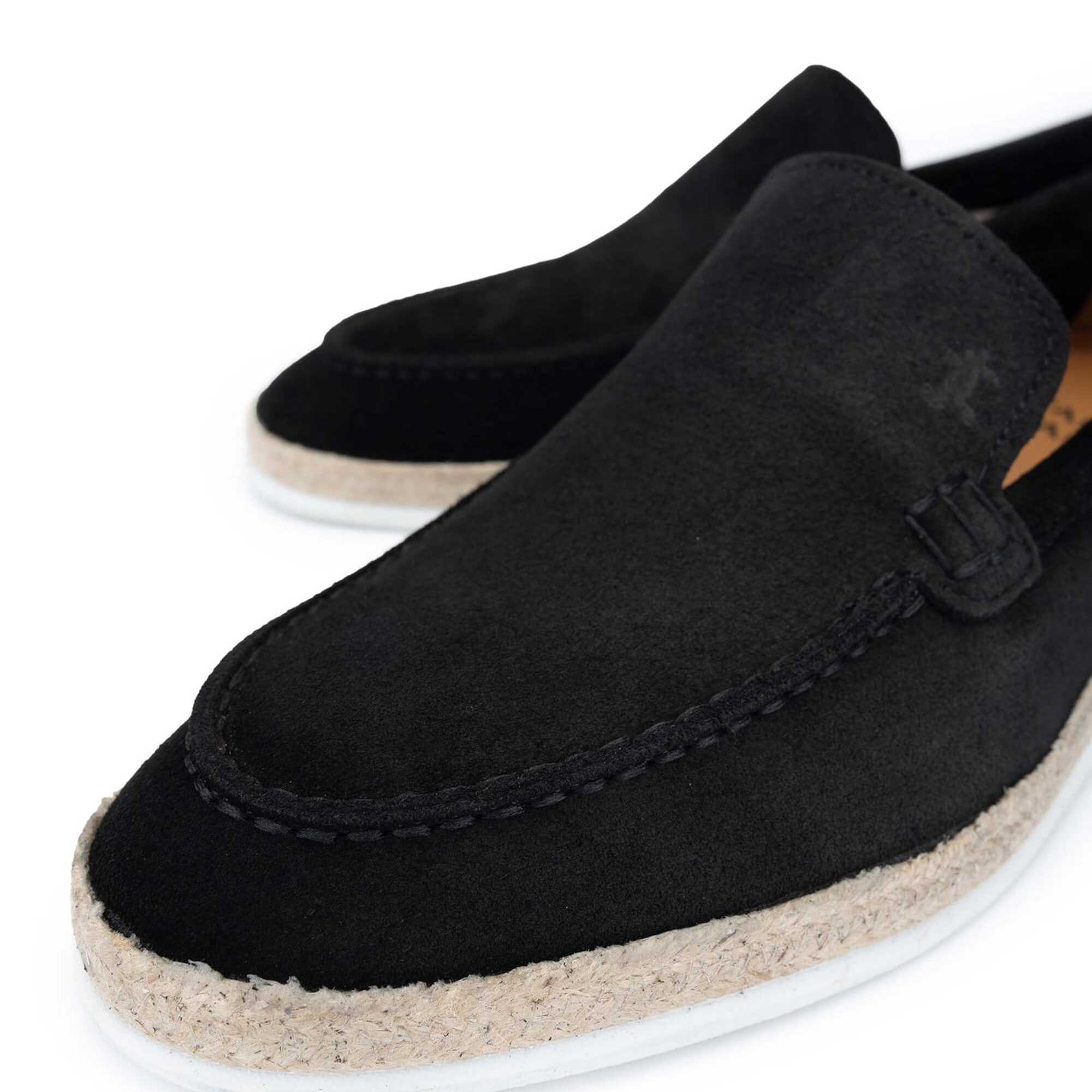 Tamer Tanca Erkek Hakiki Deri Siyah Süet Loafer Ayakkabı