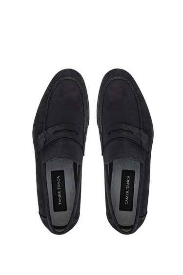  Tamer Tanca Erkek Hakiki Deri Siyah Nubuk Loafer Ayakkabı