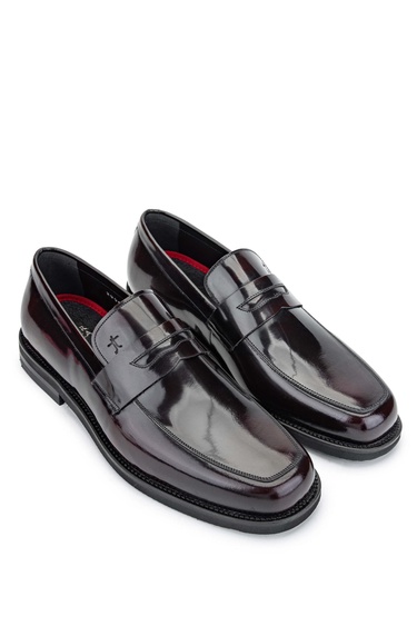 Tamer Tanca Erkek Hakiki Deri Bordo Loafer Ayakkabı