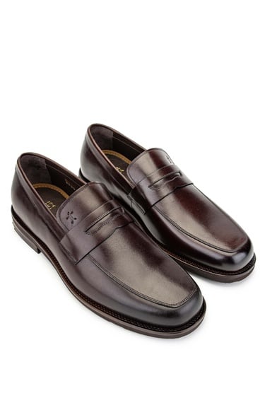  Tamer Tanca Erkek Hakiki Deri Kahverengi Loafer Ayakkabı
