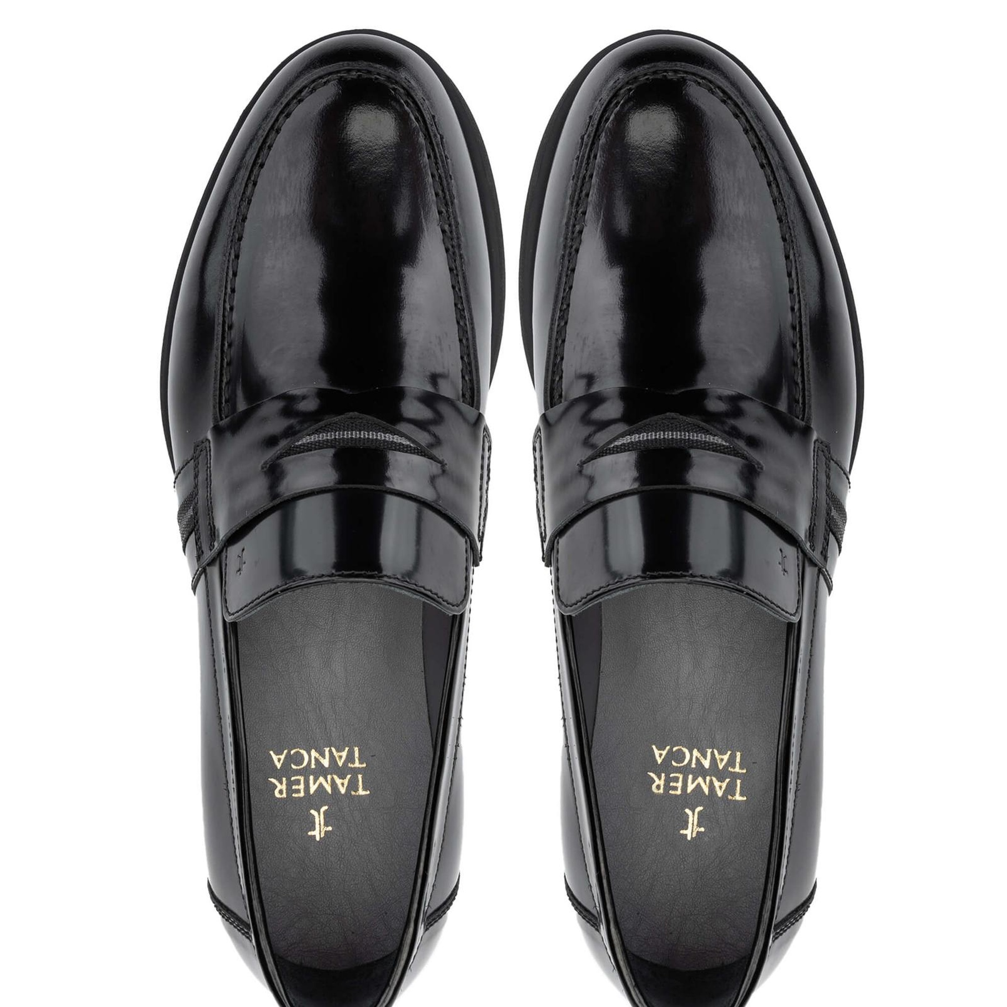 Tamer Tanca Erkek Hakiki Deri Siyah Açma Loafer Ayakkabı