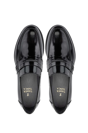  Tamer Tanca Erkek Hakiki Deri Siyah Açma Loafer Ayakkabı