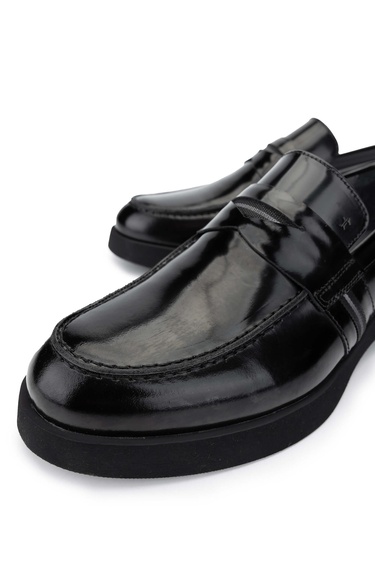  Tamer Tanca Erkek Hakiki Deri Siyah Açma Loafer Ayakkabı