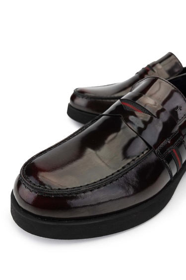  Tamer Tanca Erkek Hakiki Deri Bordo Loafer Ayakkabı