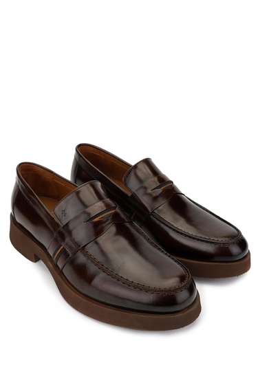  Tamer Tanca Erkek Hakiki Deri Taba Loafer Ayakkabı