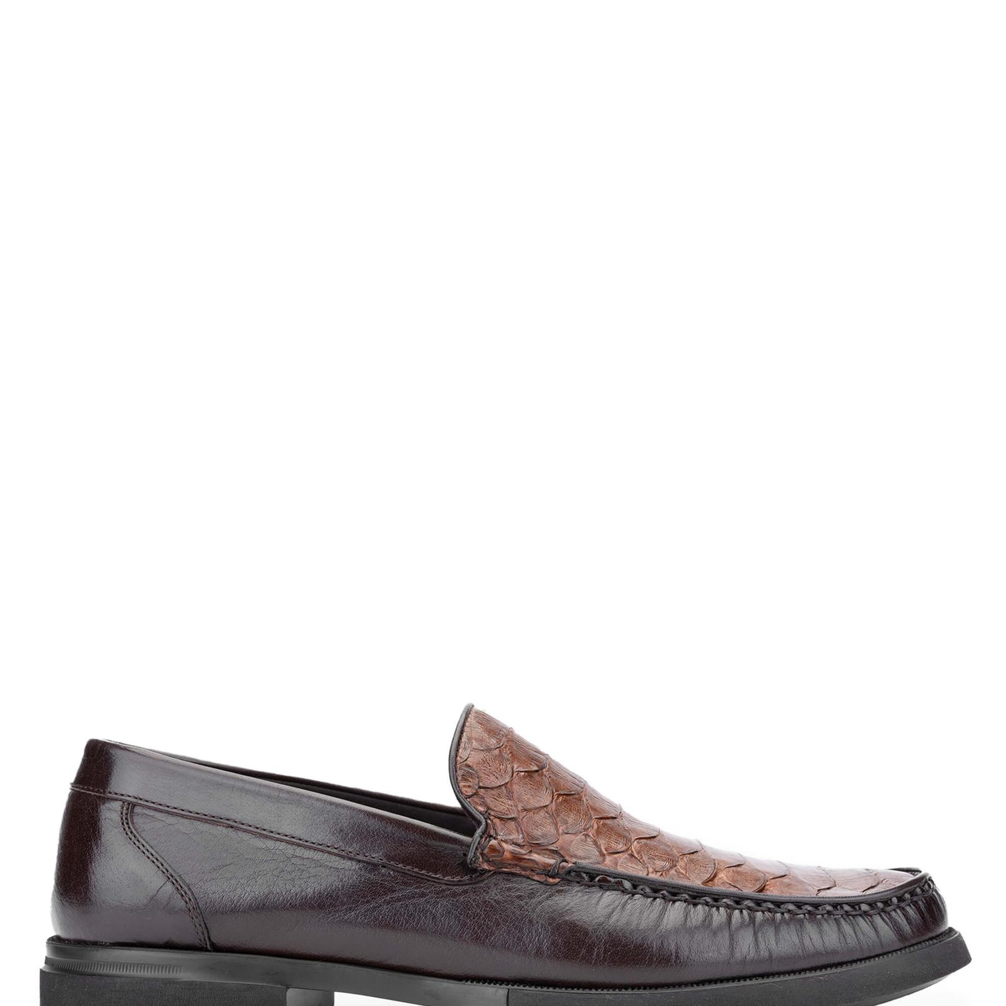 Tamer Tanca Erkek Hakiki Deri Taba Yılan Loafer Ayakkabı