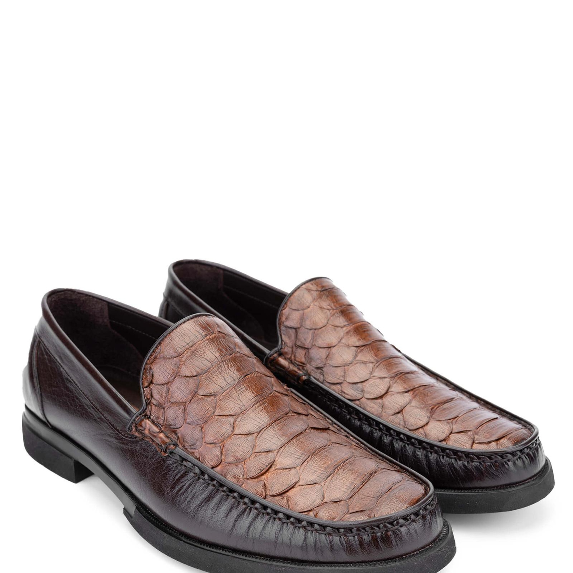 Tamer Tanca Erkek Hakiki Deri Taba Yılan Loafer Ayakkabı