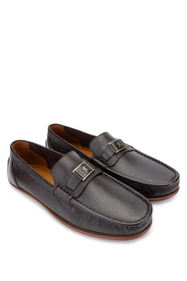  Tamer Tanca Erkek Hakiki Deri Kahverengi Loafer Ayakkabı