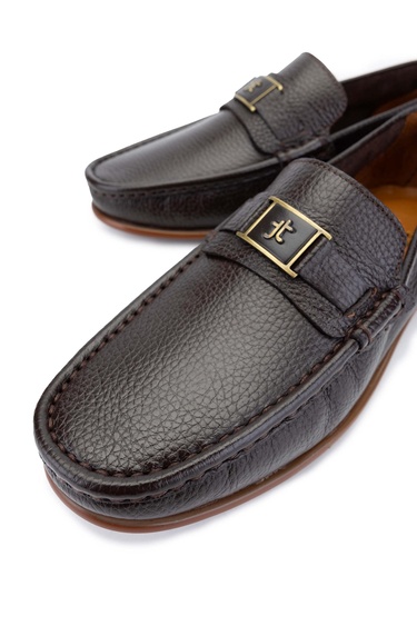  Tamer Tanca Erkek Hakiki Deri Kahverengi Loafer Ayakkabı