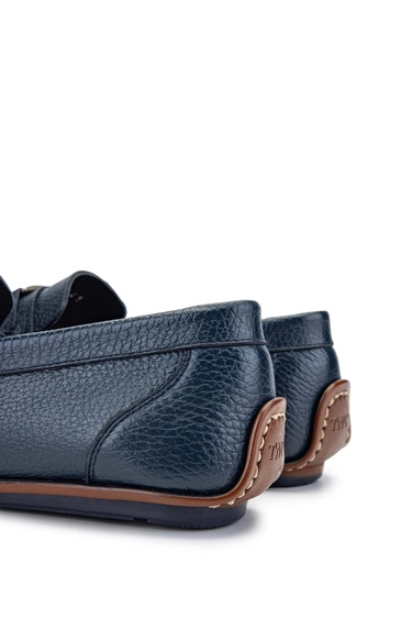  Tamer Tanca Erkek Hakiki Deri Lacivert Loafer Ayakkabı
