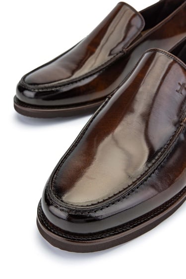  Tamer Tanca Erkek Hakiki Deri Kahverengi Açma Loafer Ayakkabı