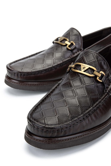  Tamer Tanca Erkek Hakiki Deri Kahverengi Loafer Ayakkabı