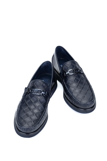  Tamer Tanca Erkek Hakiki Deri Lacivert Loafer Ayakkabı