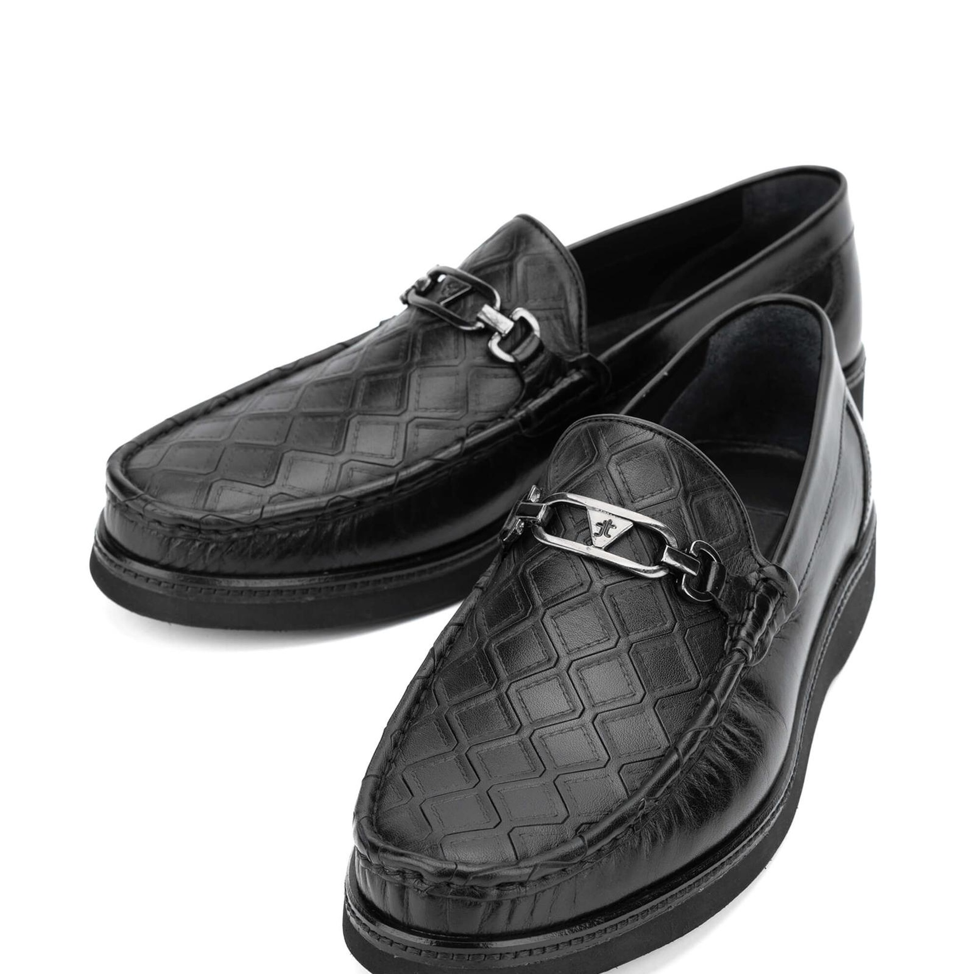 Tamer Tanca Erkek Hakiki Deri Siyah Loafer Ayakkabı