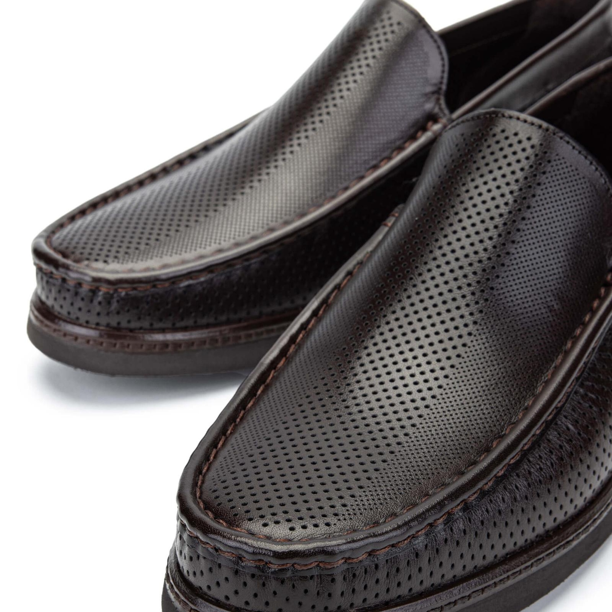 Tamer Tanca Erkek Hakiki Deri Kahverengi Loafer Ayakkabı